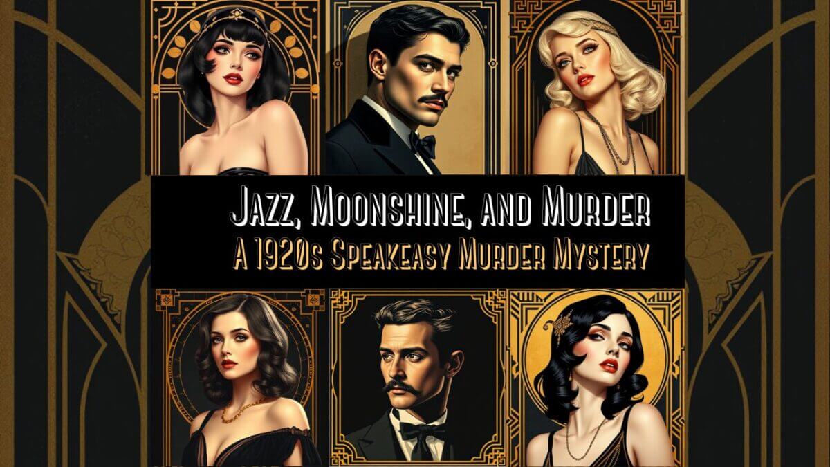 Jazz, Moonshine and Murder - 1920s Speakeasy Murder Mystery Dinner Party Kit by Print Mysteries